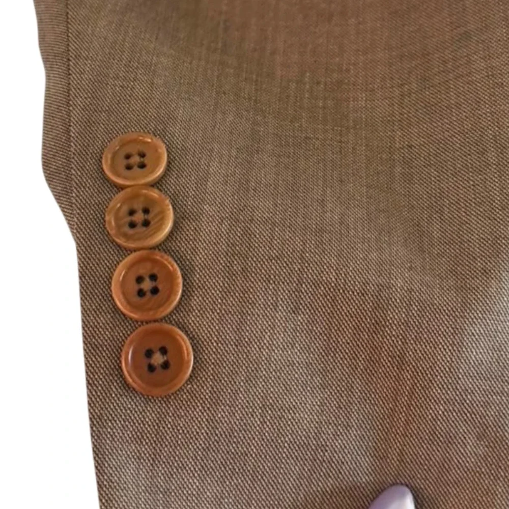 Brooks Brothers Madison 2 Piece Set Brown Suit Jacket 46R & Pleated Trousers 44
